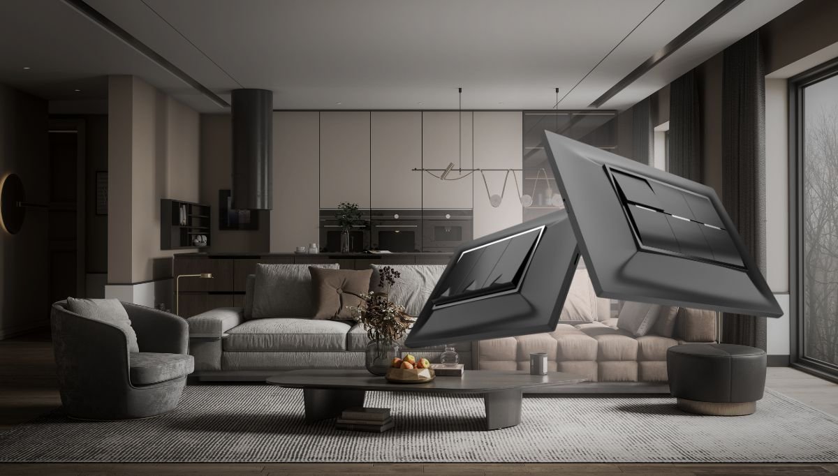 Modern house interior featuring Le-figaro Noir switch for sleek and stylish electrical control
